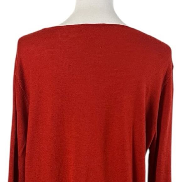 Dressbarn Sweater Scoop Neck Button Sleeves Burnt Deep Orange Women’s Size XL - Picture 8 of 11